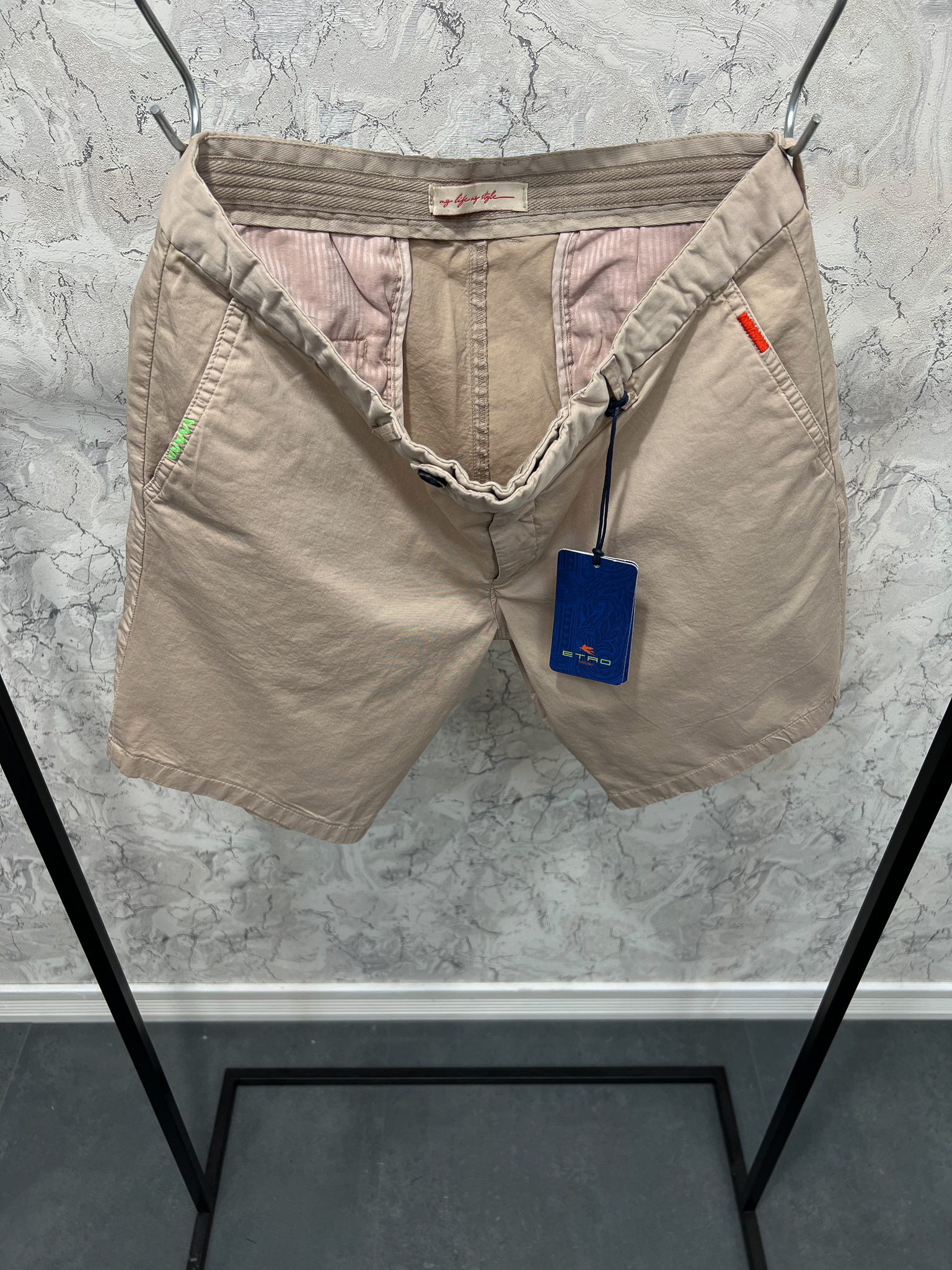Erkek%20%20Slim%20%20Fit%20%20Keten%20%20Bej%20%20%20Şort%20%206091BJ